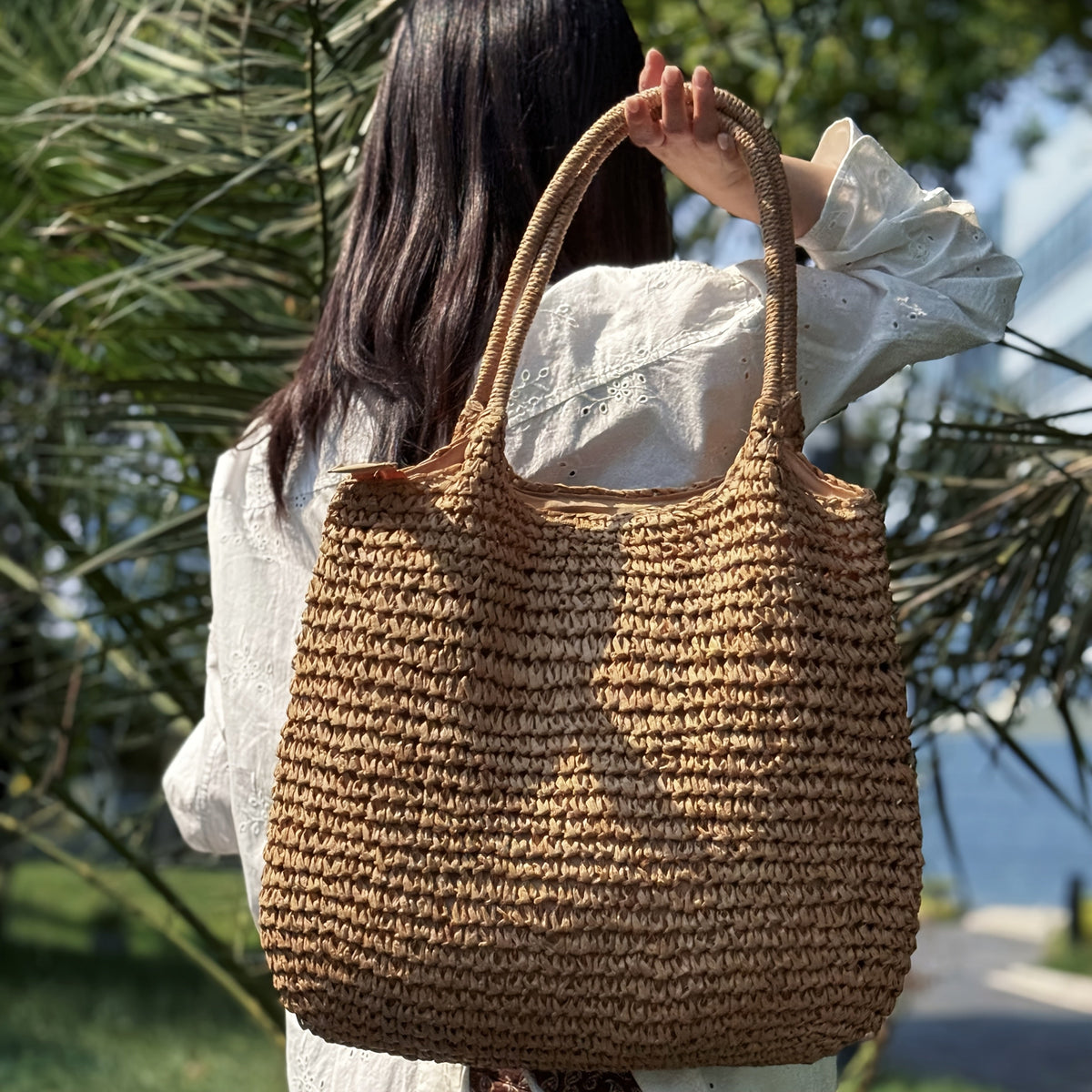 Manuelle | Sac Bandoulière en Paille Tressée - Naturel Clair