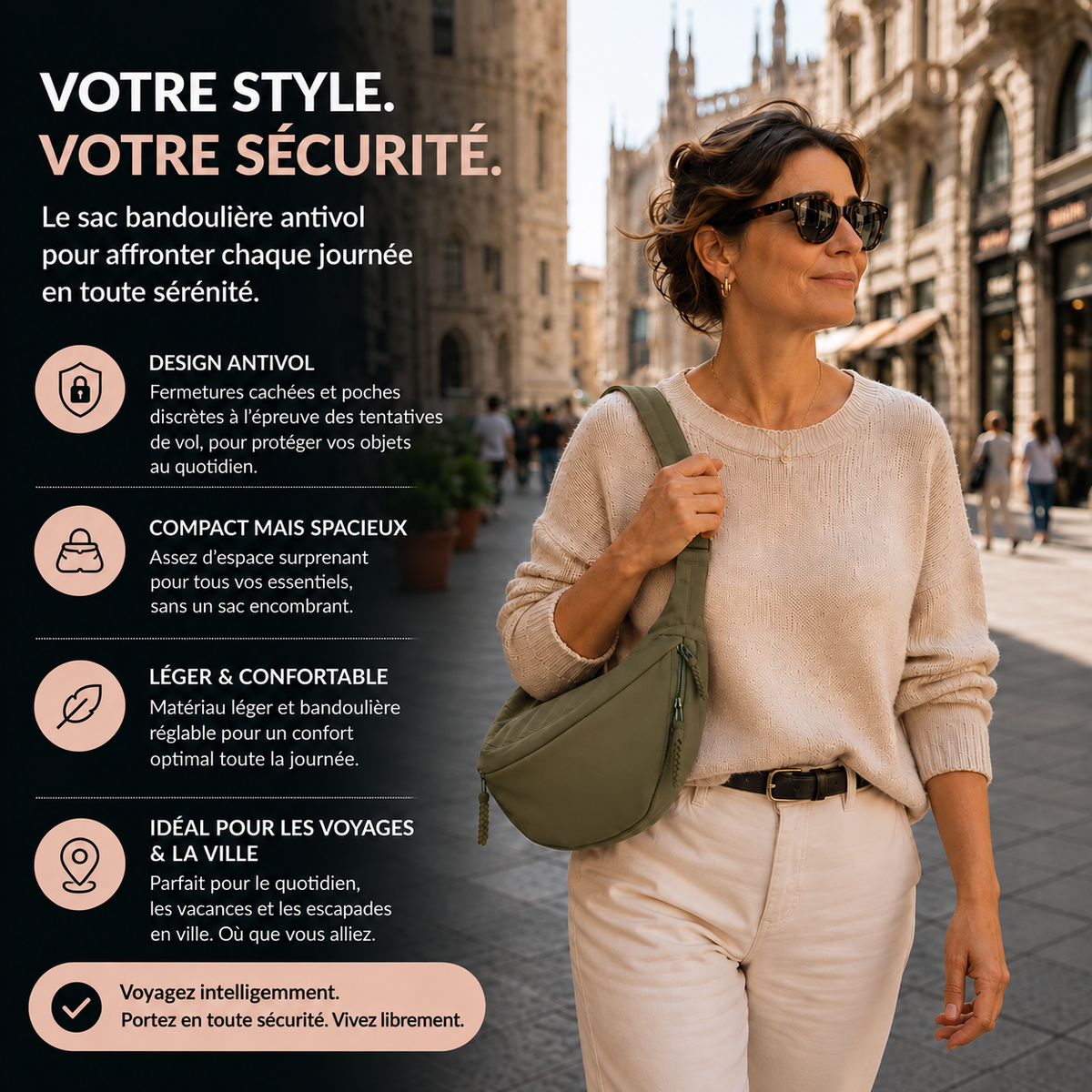 Violette | Sac Bandoulière Vert Olive