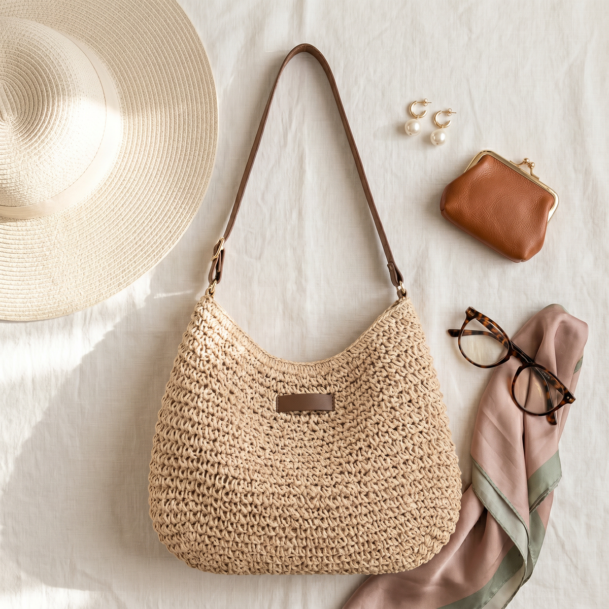 Cécile | Sac Tressé Élégant - Sable