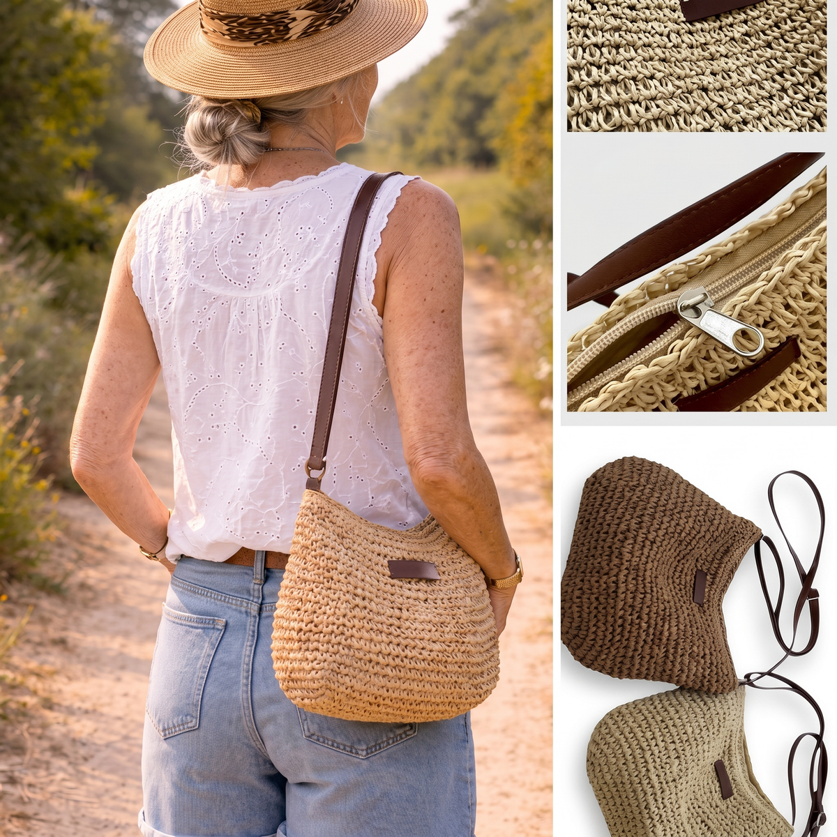 Colombe | Sac Tressé Élégant - Kaki