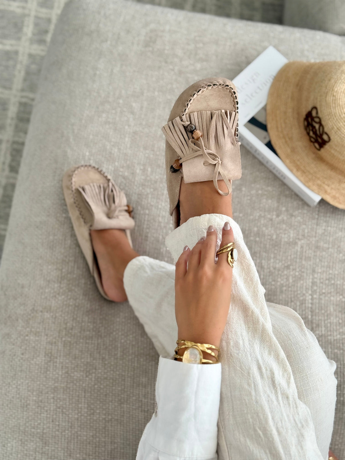Sabrine | Mules en Cuir Taupe