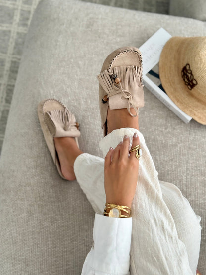 Sabrine | Mules en Cuir Taupe