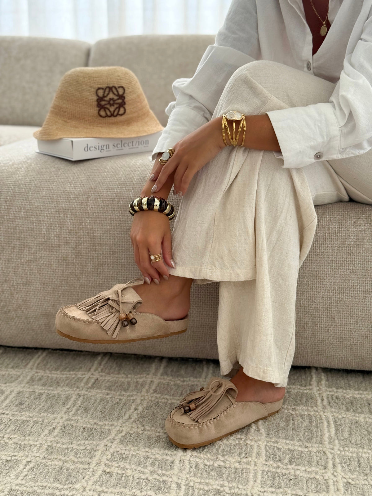Sabrine | Mules en Cuir Taupe