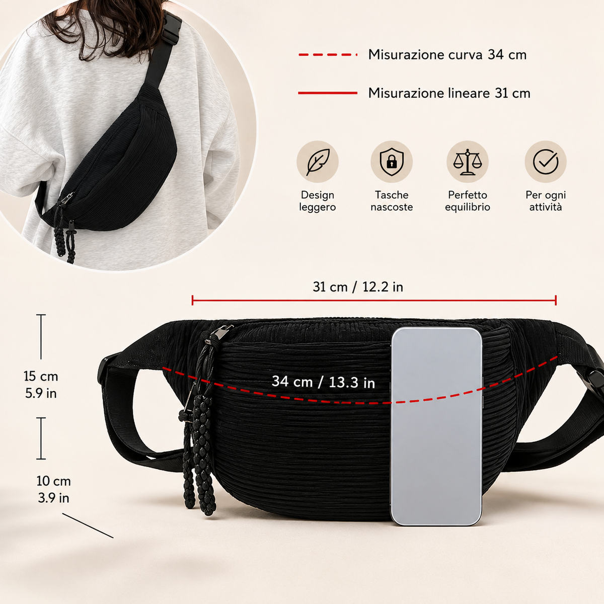 Pétronelle | Sac À Épaule Velours Côtelé