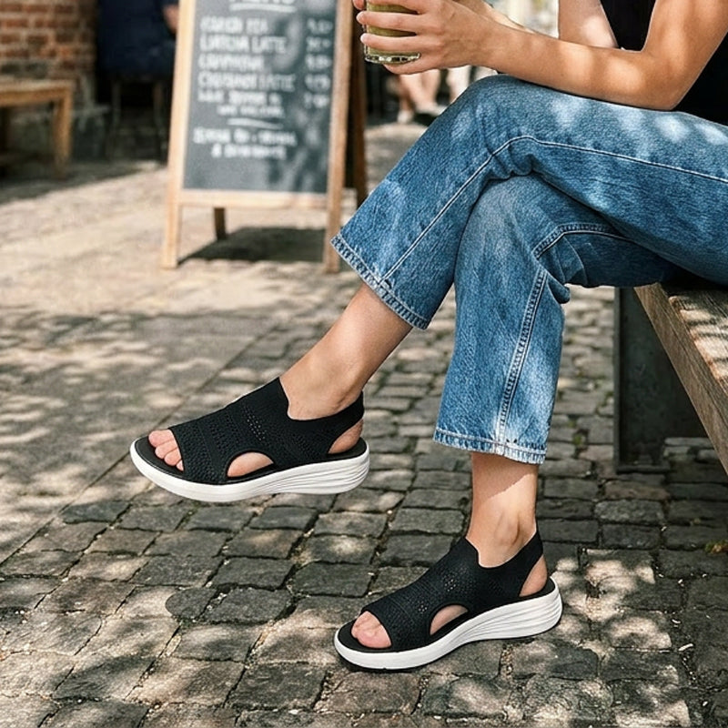 Anne | Sandales Compensées en Matière Respirante pour Femme